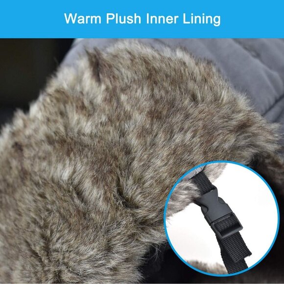 Men\'s Dark Black Trapper Hat, Winter Warm Trooper Hats with Ear Flaps and Mask main image 5